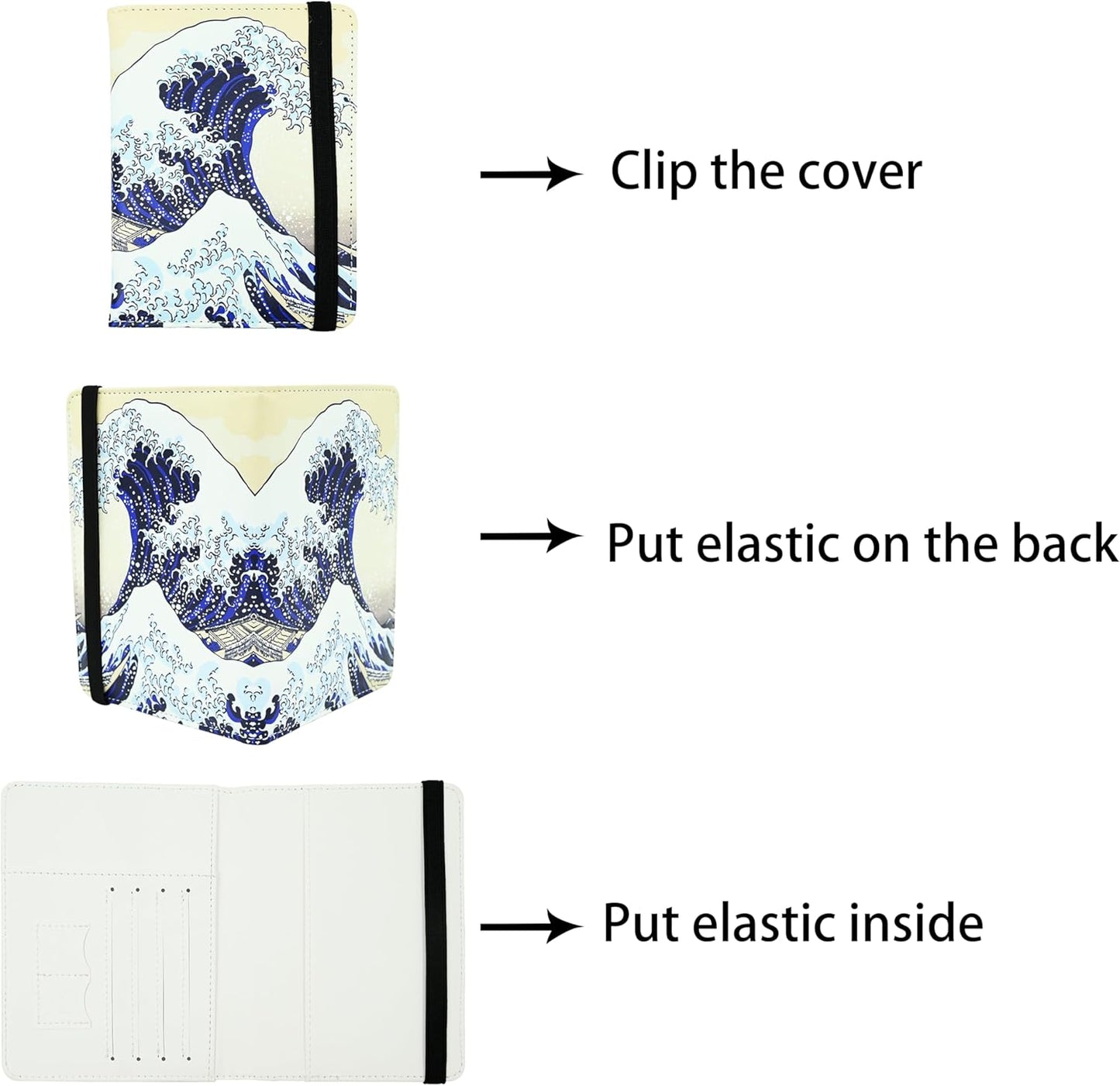 Ink Waves Passport Holder for Women and Men PU Leather Passport Cover for Travel