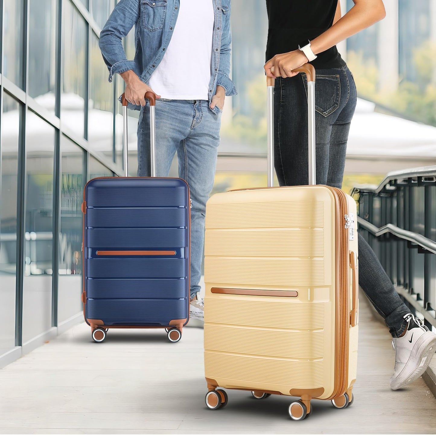 4-Piece Hardshell Luggage Set with TSA Locks, Expandable Suitcases and Silent Spinner Wheels - Vibrant Colors for Easy Identification (14/20/24/28 Inch) - Family Travel Suitcase Sets