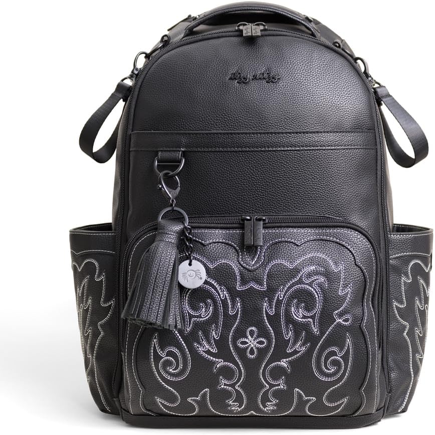 Itzy Ritzy Large Capacity Boss Plus Baby Backpack Diaper Bag Featuring 19 Pockets, Outlaw Black