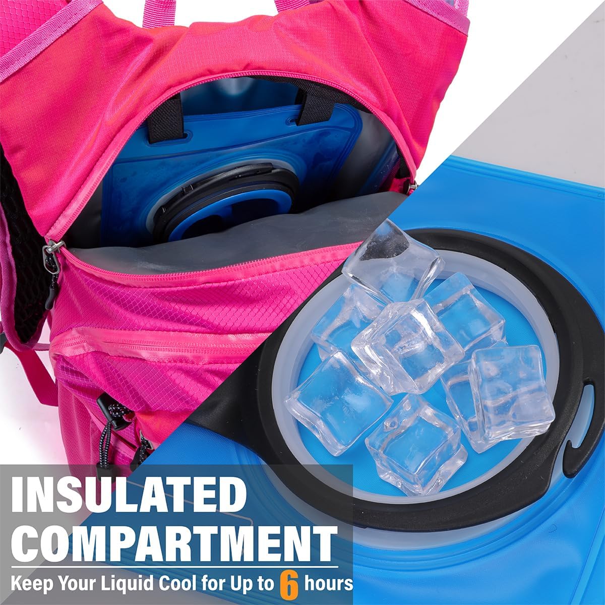 Insulated Hydration Backpack Pack with 2L Water Bladder Lightweight 22L Hiking Backpack Bag for Women Men Daypack for Hiking Running Festival Camping Biking