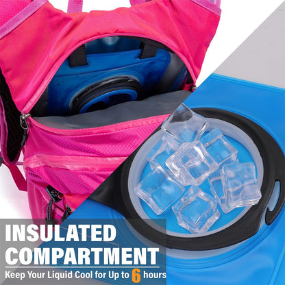 Insulated Hydration Backpack Pack with 2L Water Bladder Lightweight 22L Hiking Backpack Bag for Women Men Daypack for Hiking Running Festival Camping Biking
