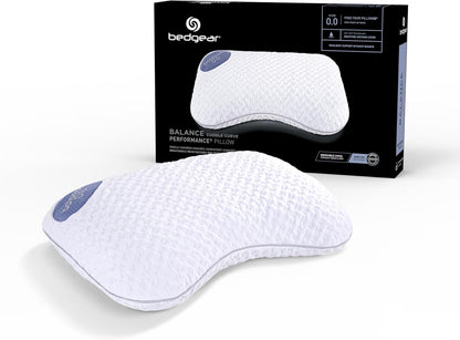 Bedgear Balance Cuddle Curve Performance Pillow - Size 0.0 - Moisture-Wicking Pillow for Side Sleepers - Medium Firmness Bed Pillow- Hypoallergenic, Washable Removable Cover - 20" W x 26" L x 4.75" H