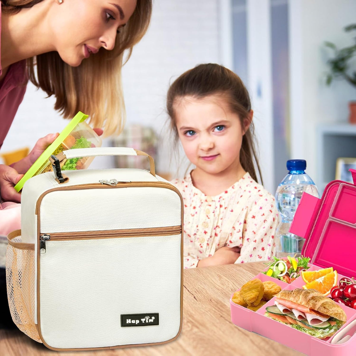 Hap Tim Insulated Lunch Bag Women, Reusable Lunch Box for Women & Men, Adluts Lunchbox for Work, Portable Lunchbag（18654-BE）