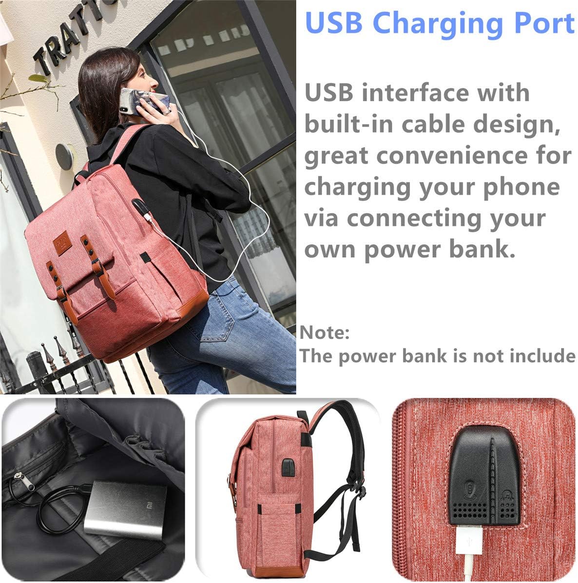 HFSX Vintage Backpack Men Women Business Travel Computer Backpack College Bookbag Stylish Water Resistant Vintage Backpack Fits 15.6 Inch Laptop