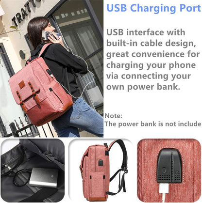 HFSX Vintage Backpack Men Women Business Travel Computer Backpack College Bookbag Stylish Water Resistant Vintage Backpack Fits 15.6 Inch Laptop