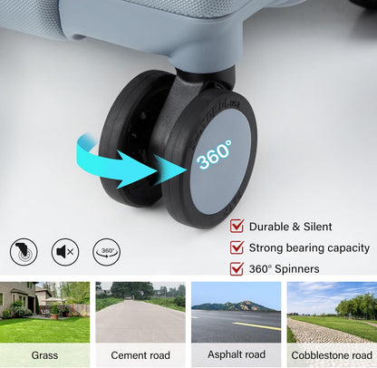 Hanke Hard Shell Luggage Sets 3 Pieces, Carry On and Checked Luggage Sets with Spinner Wheels, Durable PC Hardside Rolling Suitcase for Travel (20/24/28 Inch, Grey)