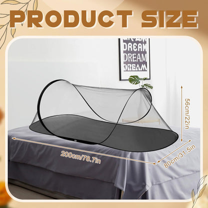 2 Pcs Large Pop up Mosquito Tent Portable Foldable Mosquito Bug Net for Bed Camping Travel Patio Outdoor 78 * 31 * 22 Inch Bug Netting Mesh Tent Canopy for Adults Baby Bedroom, Black