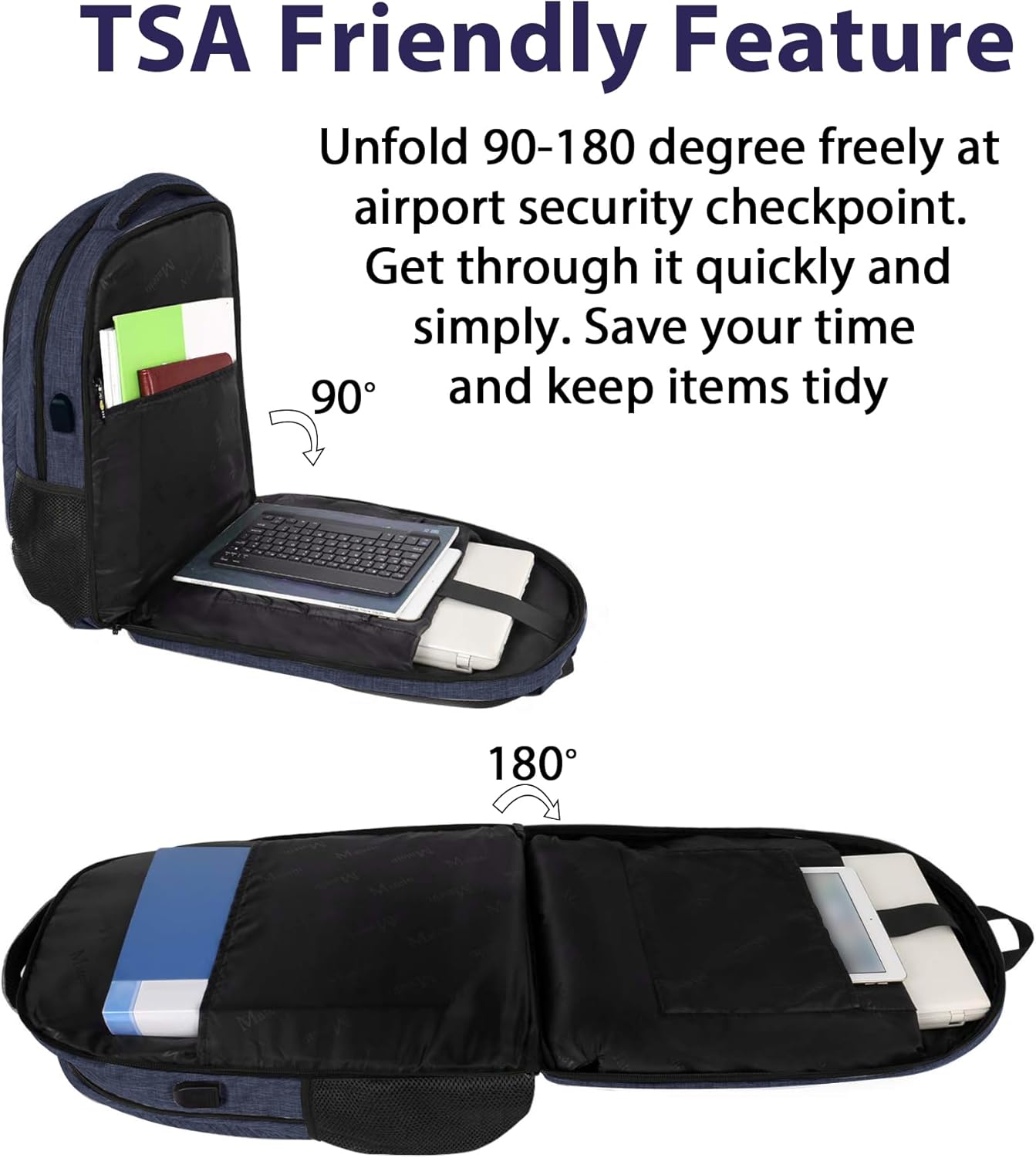 MATEIN Extra Large Laptop Backpack for Men, 50 L Travel Carry On TSA Approved Backpack with USB Port & Trolley Sleeve, Waterproof Business Work Bag Fits 18.4 Inch Computer Notebook, Dark Blue