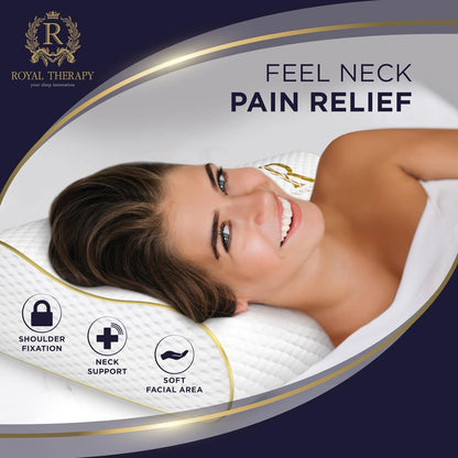 Royal Therapy 2-Pack Queen Memory Foam Pillow, Cervical, Queen Contour, Orthopedic Pillow for Neck Support, Neck Pain, Side Sleepers, CertiPUR-US