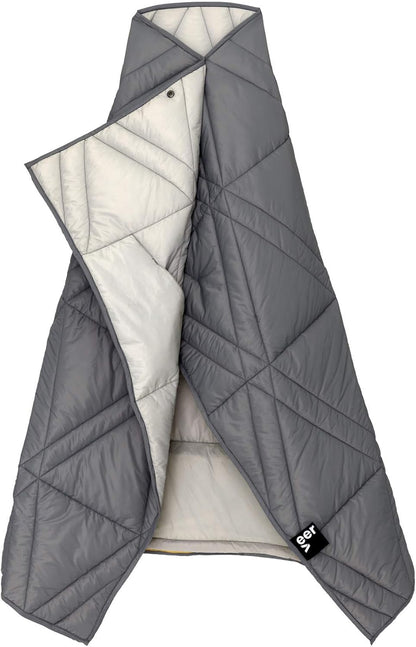 Veer Adventure Blanket - 100% Down Alternative Insulated Outdoor Puffy Blanket for Camping, Beach, Sports/Stadiums, Picnics, or Travel - Built-in Hand Pockets and Zipper Pillow Pocket - Child Size