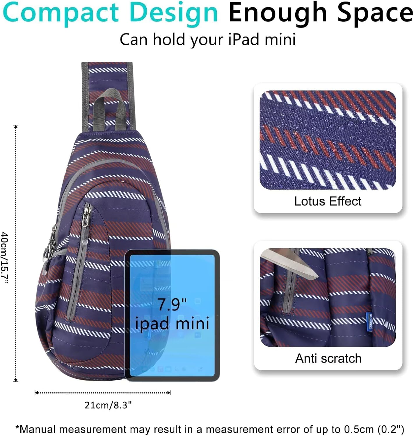 TITECOUGO Small Sling Bag, Lightweight Crossbody Backpack for Men Women, Shoulder Bag for Sports and Outdoor