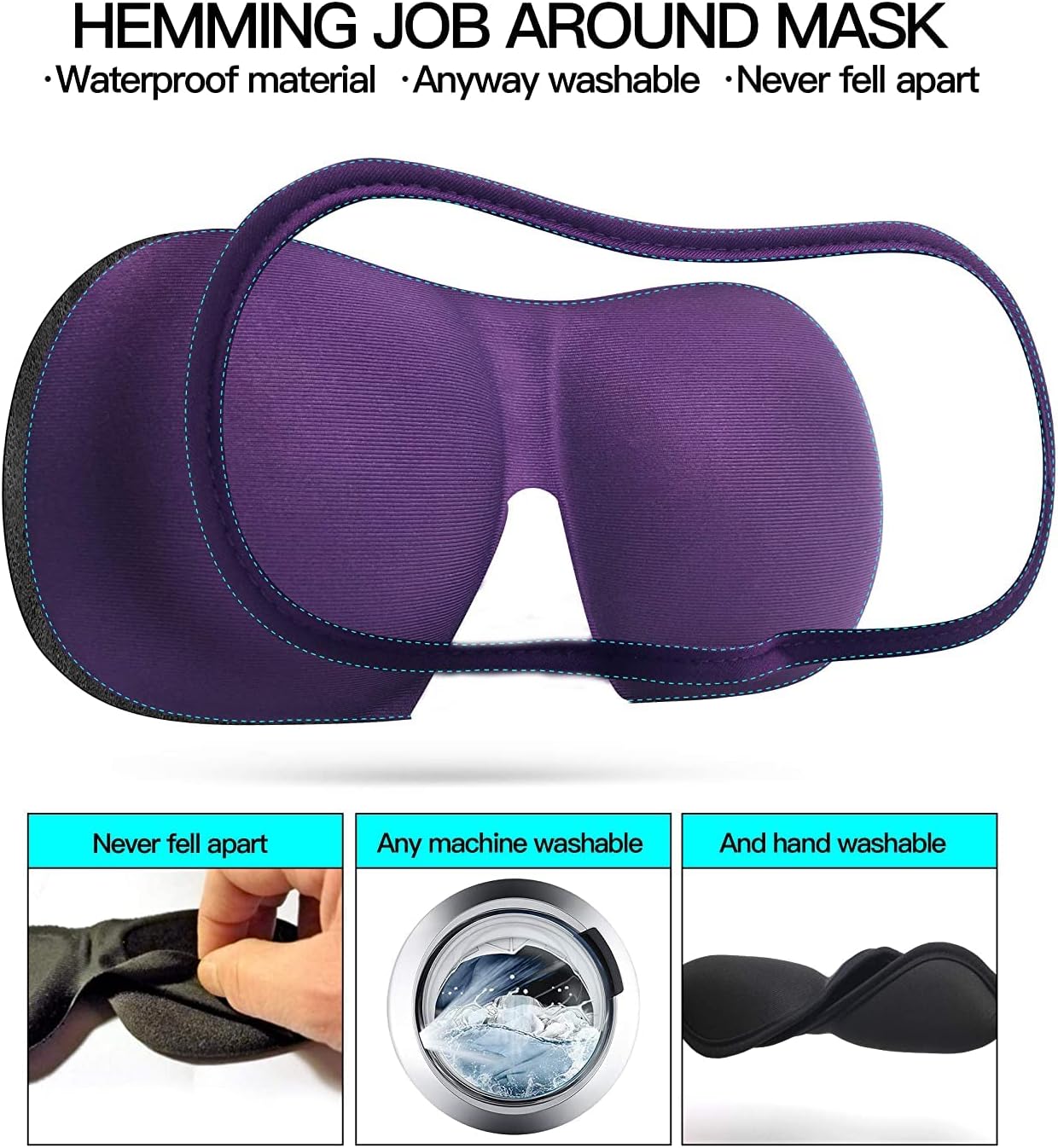 3D Eye mask for Sleeping,Machine Washable, Sleep Mask for Women, Blinder Blindfold Airplane(Black+Rose)