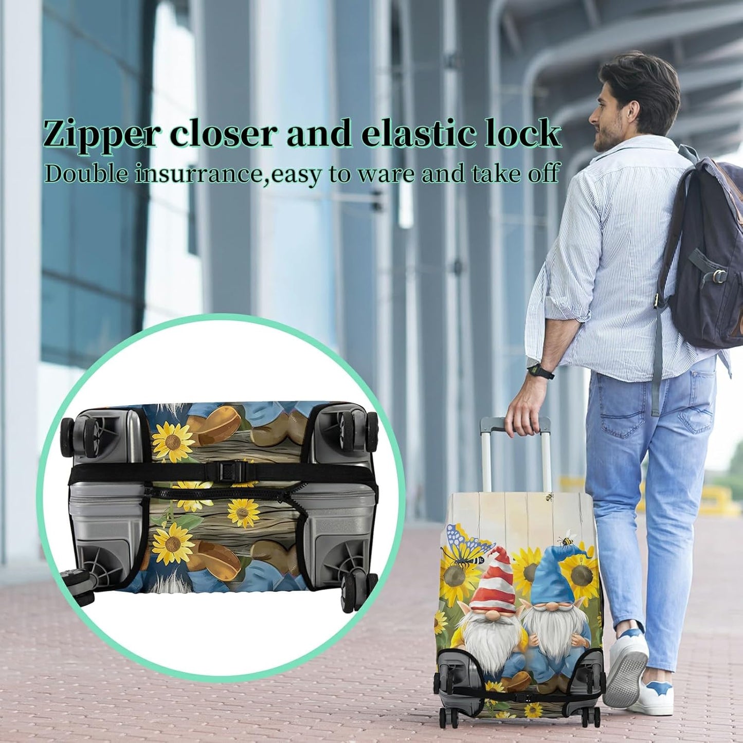 Luggage Cover Plus - Suitcase Protector with Concealed Zipper, Washable Elastic Cloth, Dustproof, Anti-Scratch for 26-28 inch Luggage (L)