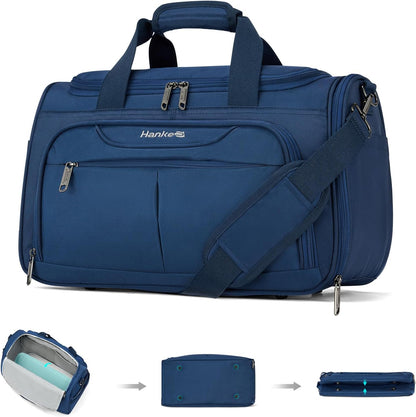 Hanke Underseat Carry On luggage Bags for Travel, Foldable Travel Bags for Women, Soft Lightweight Personal Item Travel Bag Small Carry On Bags for Airplanes, Travel Tote Bags for Women Men.（Blue）