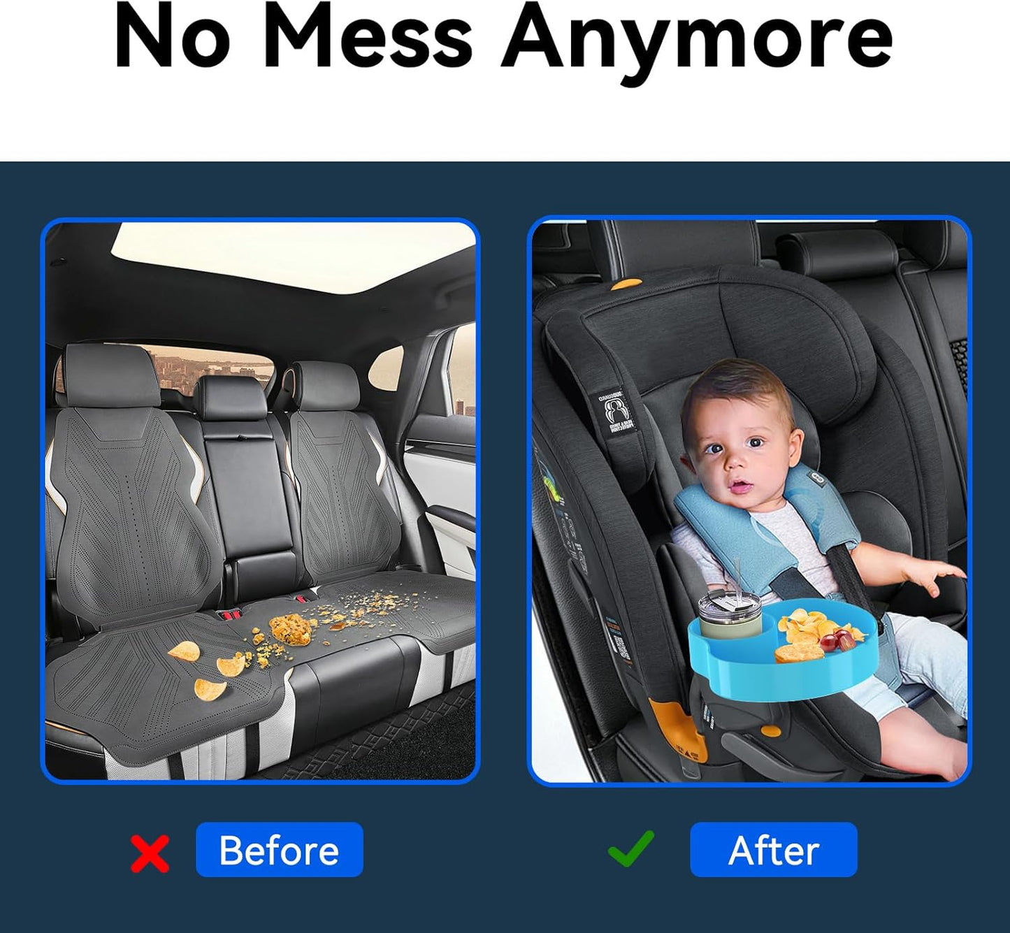 [2 Packs Blue & Pink] Kids Car Seat Tray, Travel Tray with Cup Holder for Toddler Baby, Kids Car Seat Food Snack Organizer for Road Trip, Stroller snack Organizer Travel Must Haves Toddler Must Haves