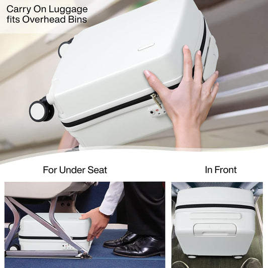 Hanke 16 Inch Underseat Carry On Luggage, Airline-Approved Hard Shell Small Suitcase with Spinner Wheels, Lightweight Tsa Lock Travel Luggage for Short Trips(Smoke White)