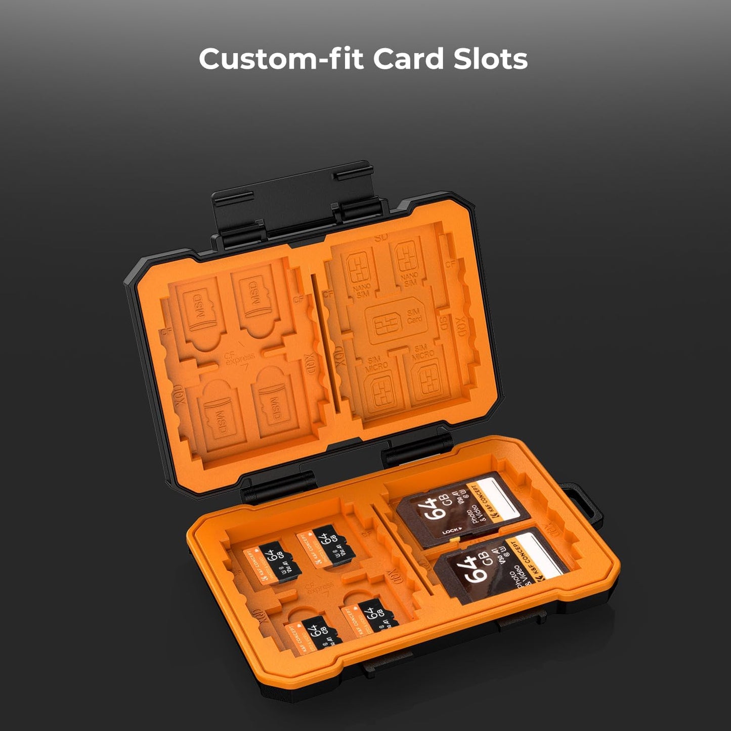 K&F Concept Memory Card Case - 25 Slot Carrying Case for SD, CF, CFexpress, Micro SD, Nano SIM & Micro SIM Cards