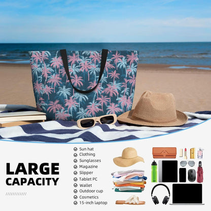 Beach Bag for Women Beach Tote Bag Waterproof Sandproof Large Bags with Zipper Big Capacity for Vacation Travel