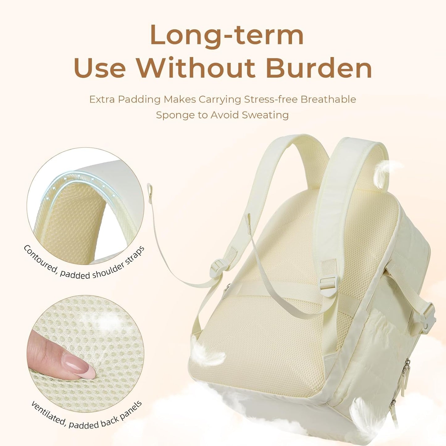 CLUCI Wrinkle-Resistant Laptop Backpack for Women, 17.3 Inch Anti Theft Travel Backpack, Puffer Quilted Work Backpack, Water Resistant College Bookbag with RFID