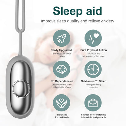 Sleep Aid Device, Micro-Current Sleep Instrument Anxiety Device, Portable Rechargeable Sleep Aid for Anxiety and Insomnia (Silver)