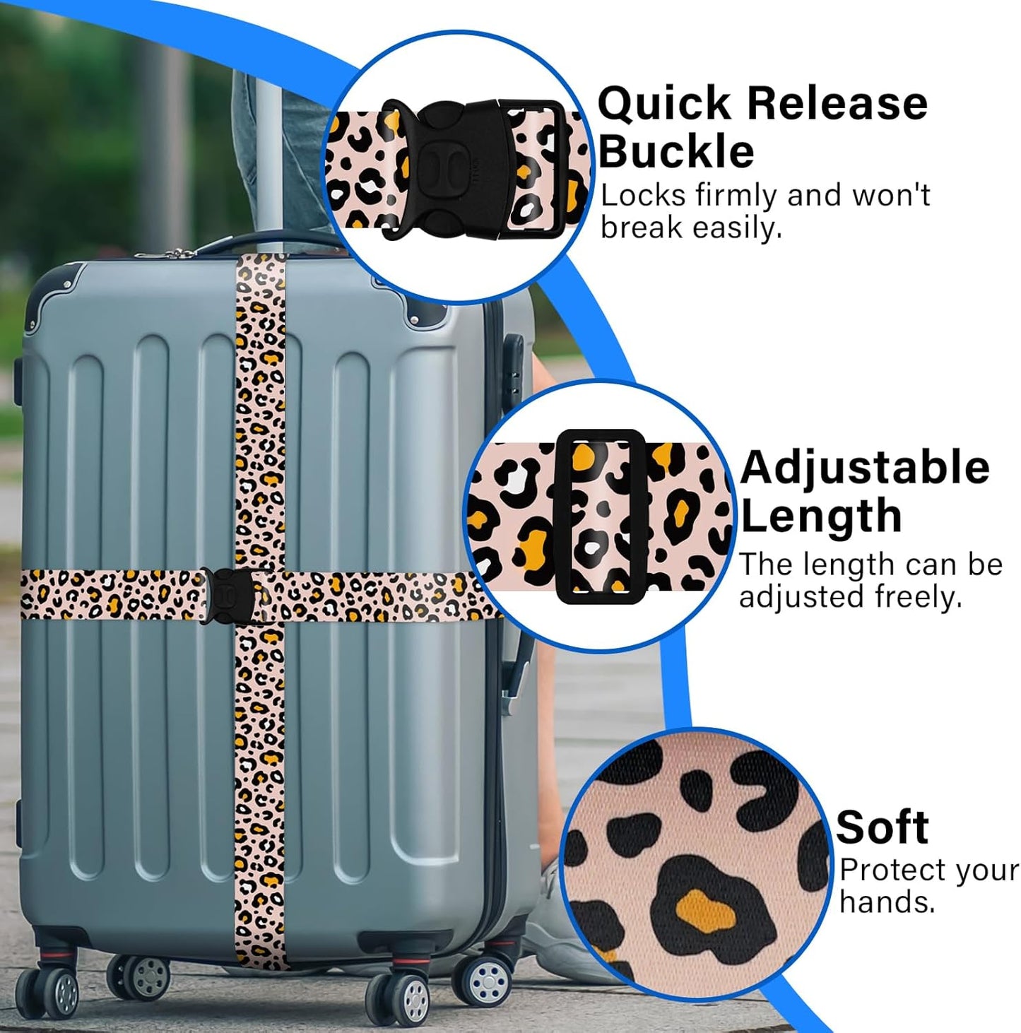 2 Pack Luggage Straps for Suitcases, Adjustable Travel Belt with Double Lock and Quick Release Buckle, Heavy Duty Nylon Bag Packing Strap, Bright Identifiers Business Travel Accessories-Beige Eggs