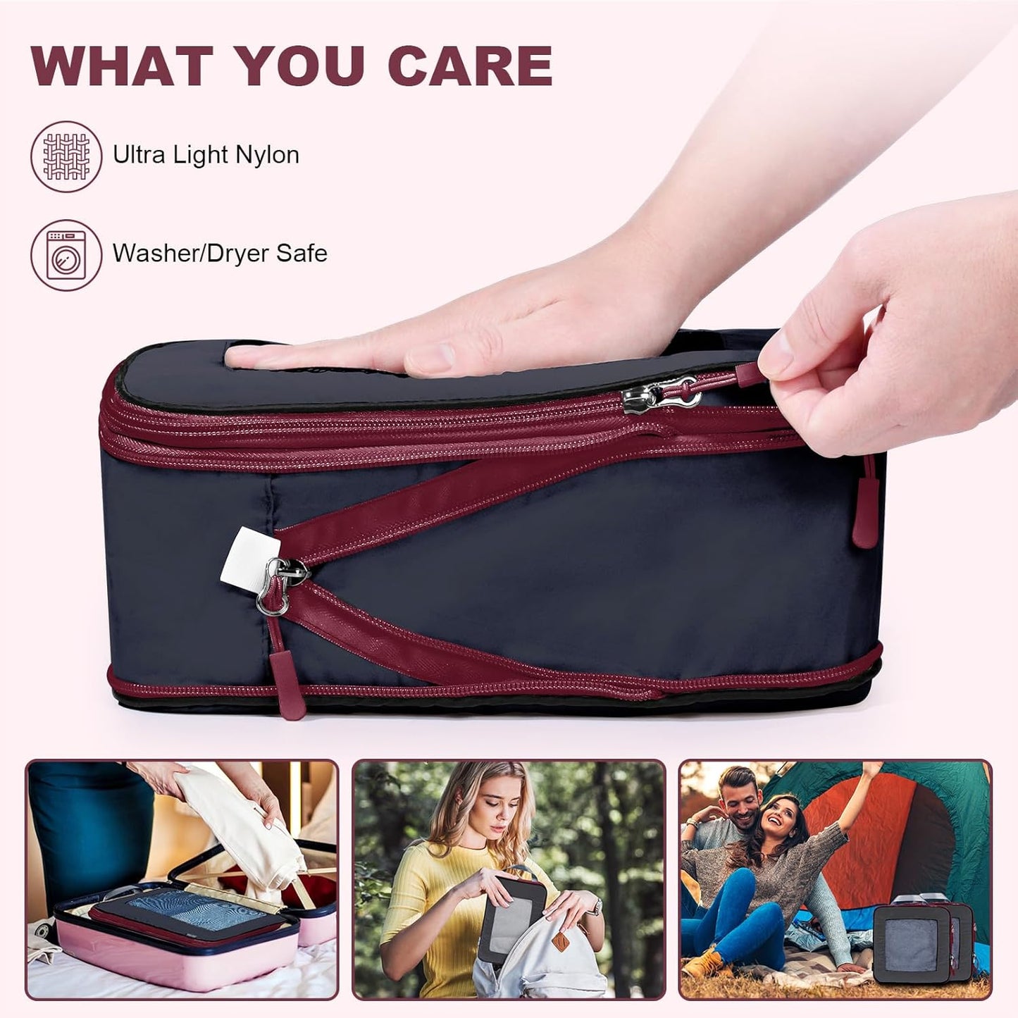 7 Set Compression Packing Cubes Packing Organizer for Travel,Travel Accessories for Carry on Luggage Suitcase Backpack Expandable Organizers