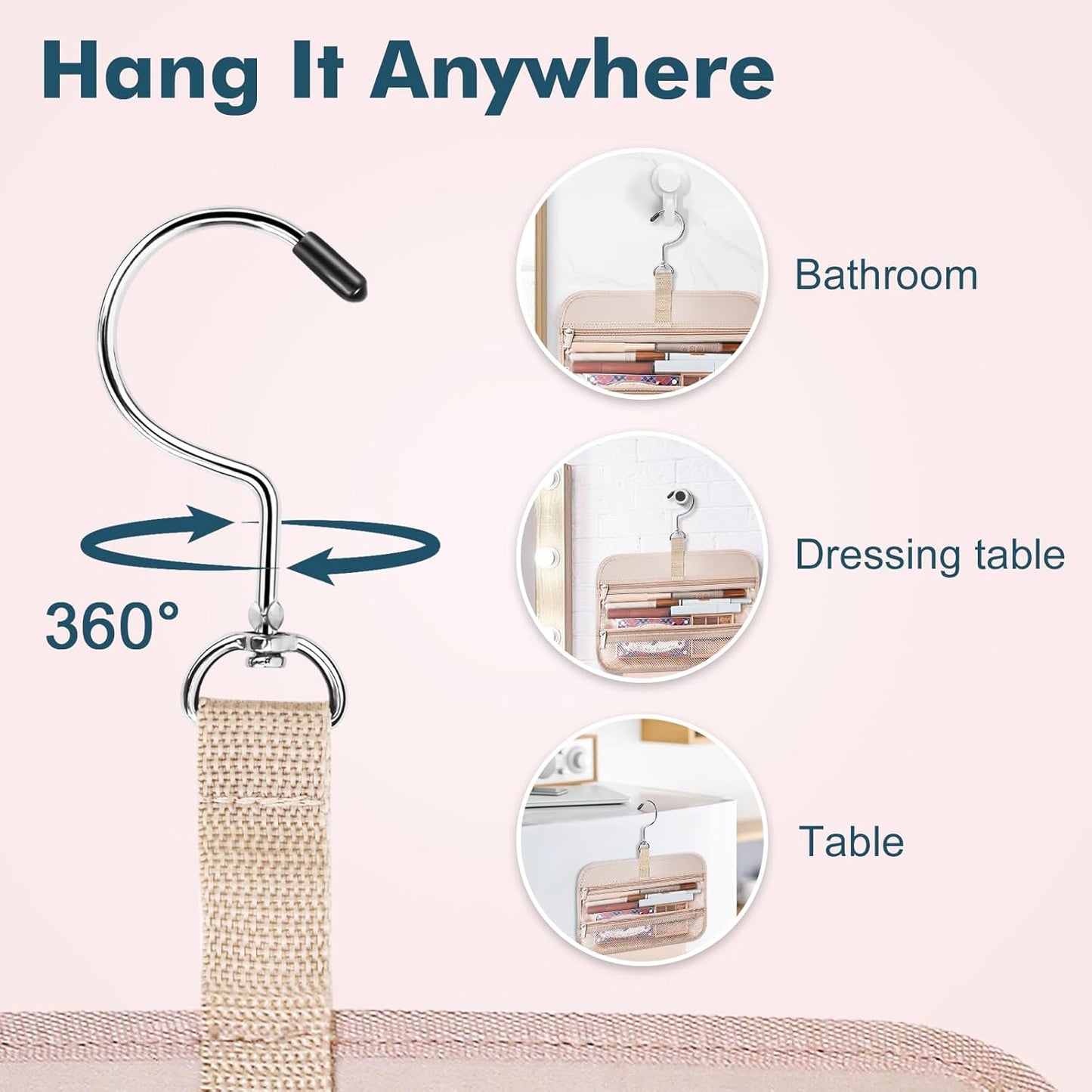 Wedama Toiletry Bag for Women, Large Cosmetic Travel Bag, Hanging Toiletry Bag for Bathroom, Thickened PVC Waterproof Makeup Bag, Toiletries Bag for Travel Business Trips and Camping, Dark Blue