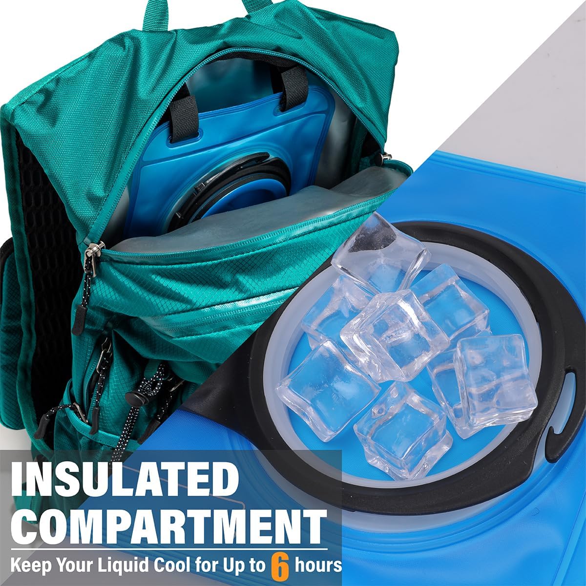 Insulated Hydration Backpack Pack with 2L Water Bladder Lightweight 22L Hiking Backpack Bag for Women Men Daypack for Hiking Running Festival Camping Biking