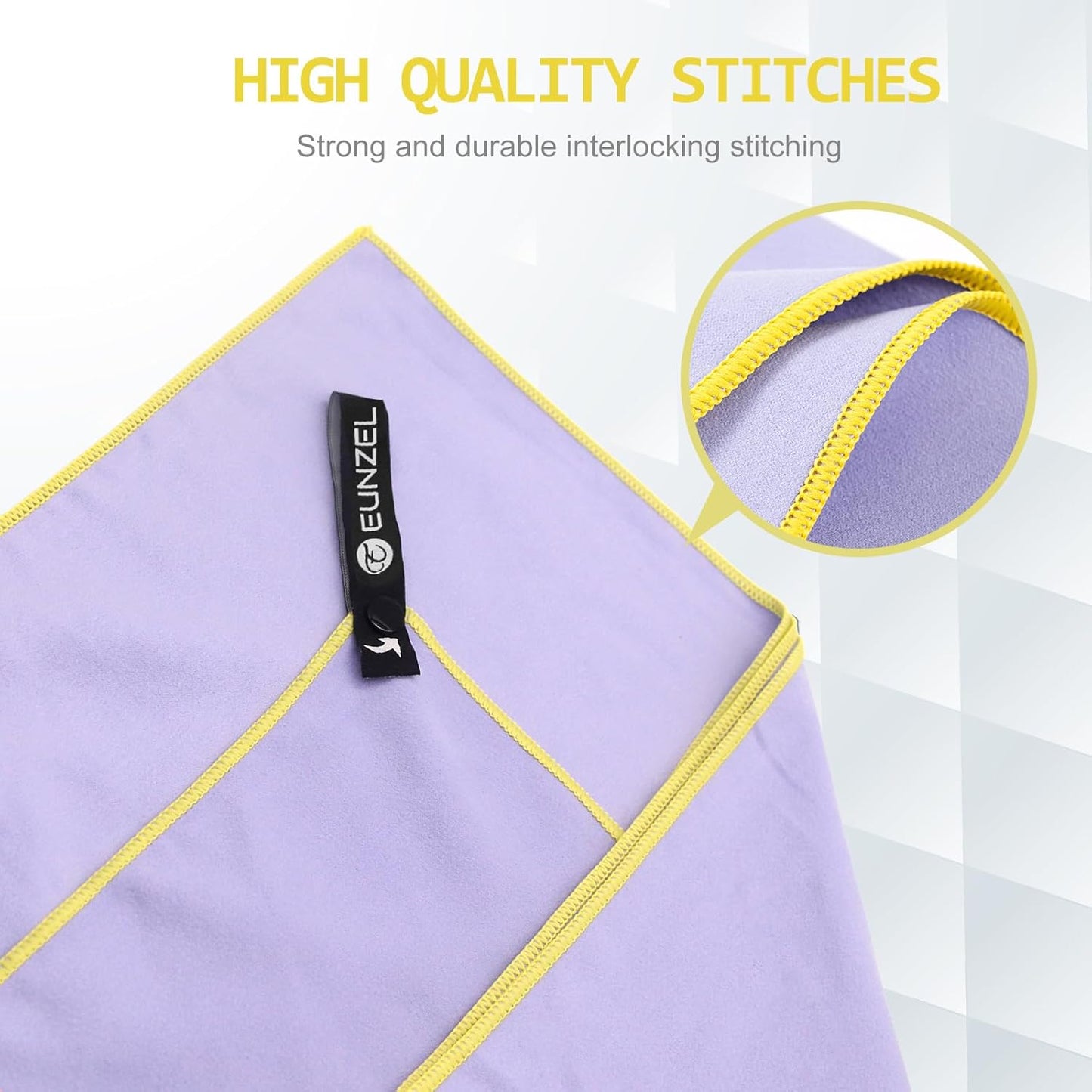 Eunzel Quick Dry Camping Towel, Microfiber Travel Towel 3 Size at 1 Pack,Fast Drying Towel Set for Camping, Beach, Gym, Sports, Yoga & Swimming Pool, Taro Purple