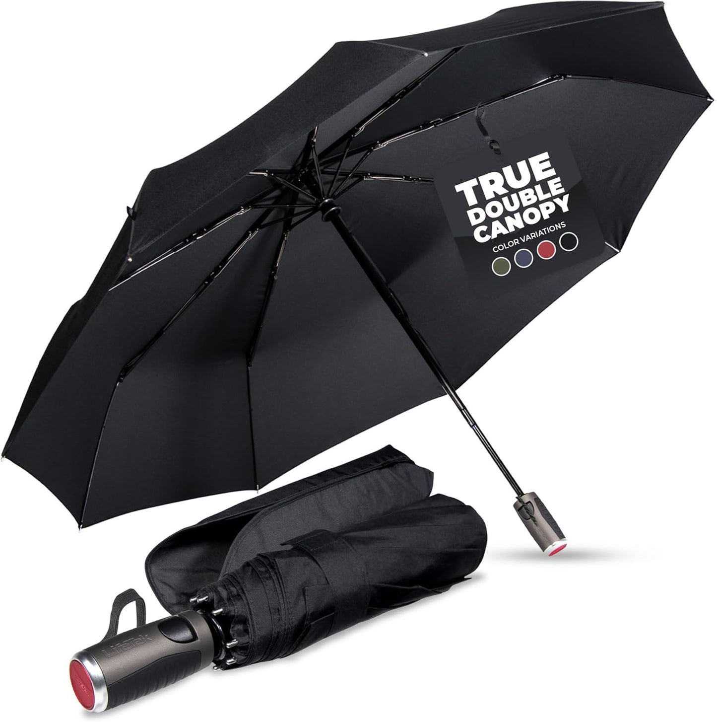 LifeTek Premium Travel Umbrella - Windproof & Compact for Men & Women, Automatic Open Close, Fits in Purse Laptop Bag or Backpack, Strong Frame for Heavy Rain & Sun UV Protection