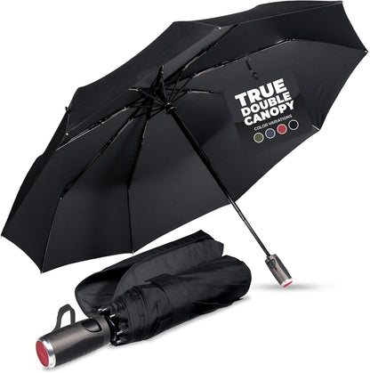 LifeTek Premium Travel Umbrella - Windproof & Compact for Men & Women, Automatic Open Close, Fits in Purse Laptop Bag or Backpack, Strong Frame for Heavy Rain & Sun UV Protection