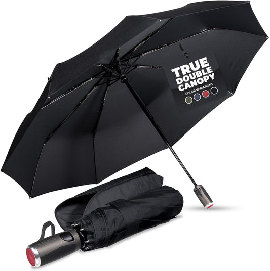 LifeTek Premium Travel Umbrella - Windproof & Compact for Men & Women, Automatic Open Close, Fits in Purse Laptop Bag or Backpack, Strong Frame for Heavy Rain & Sun UV Protection