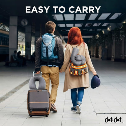 Dot&Dot Twist Memory Foam Travel Pillow for Airplanes - Travel Neck Pillow for Sleeping - Airplane Pillow for Neck Support, Chin, Lumbar and Leg - Adjustable, Bendable Neck Roll Pillow, Steel