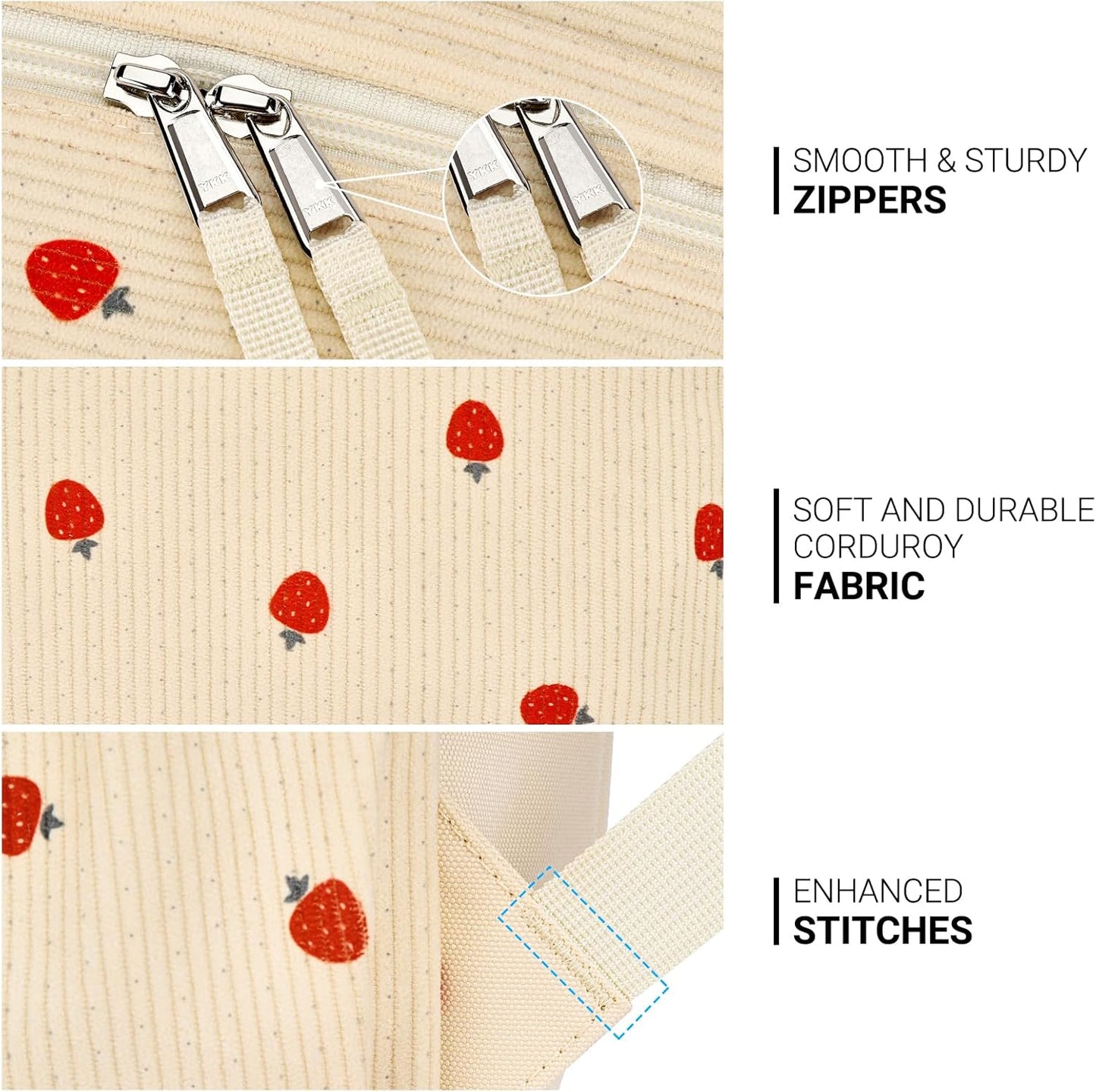 ZORFIN 26L Backpack for College, and Travel: Corduroy Bookbag - Strawberry