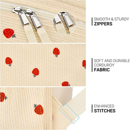 ZORFIN 26L Backpack for College, and Travel: Corduroy Bookbag - Strawberry