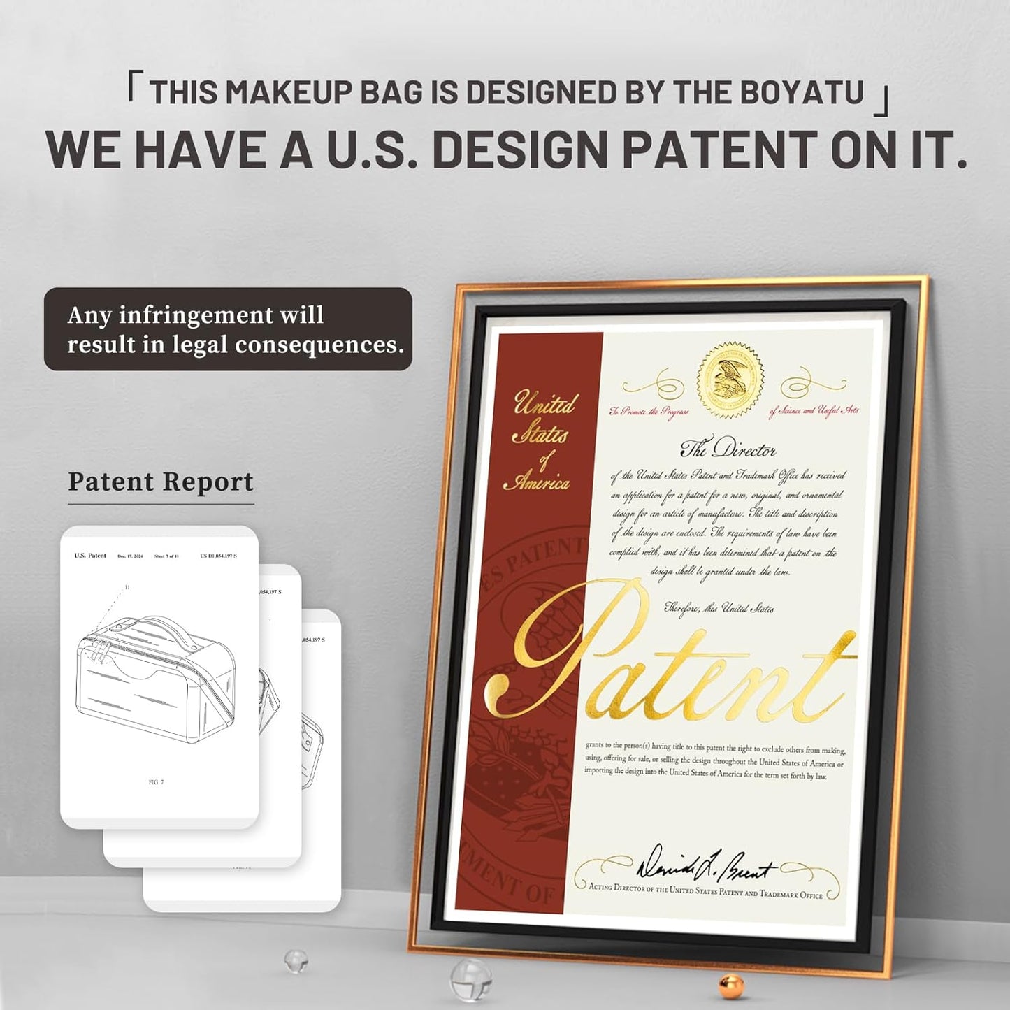 BOYATU Travel Makeup Bags for Women: Large Cosmetic Organizer Bag - Vegan Leather Make up Bag Set of 3 - Protable Toiletry Bags with Compartments (L19 Green)