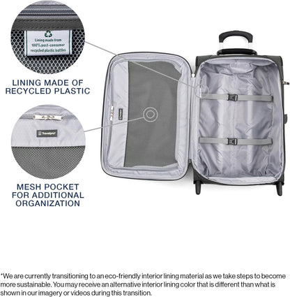 Travelpro Maxlite 5 Softside Expandable Upright 2 Wheel Carry on Luggage, Lightweight Suitcase, Men and Women, Shadow Grey, Carry On 22-Inch
