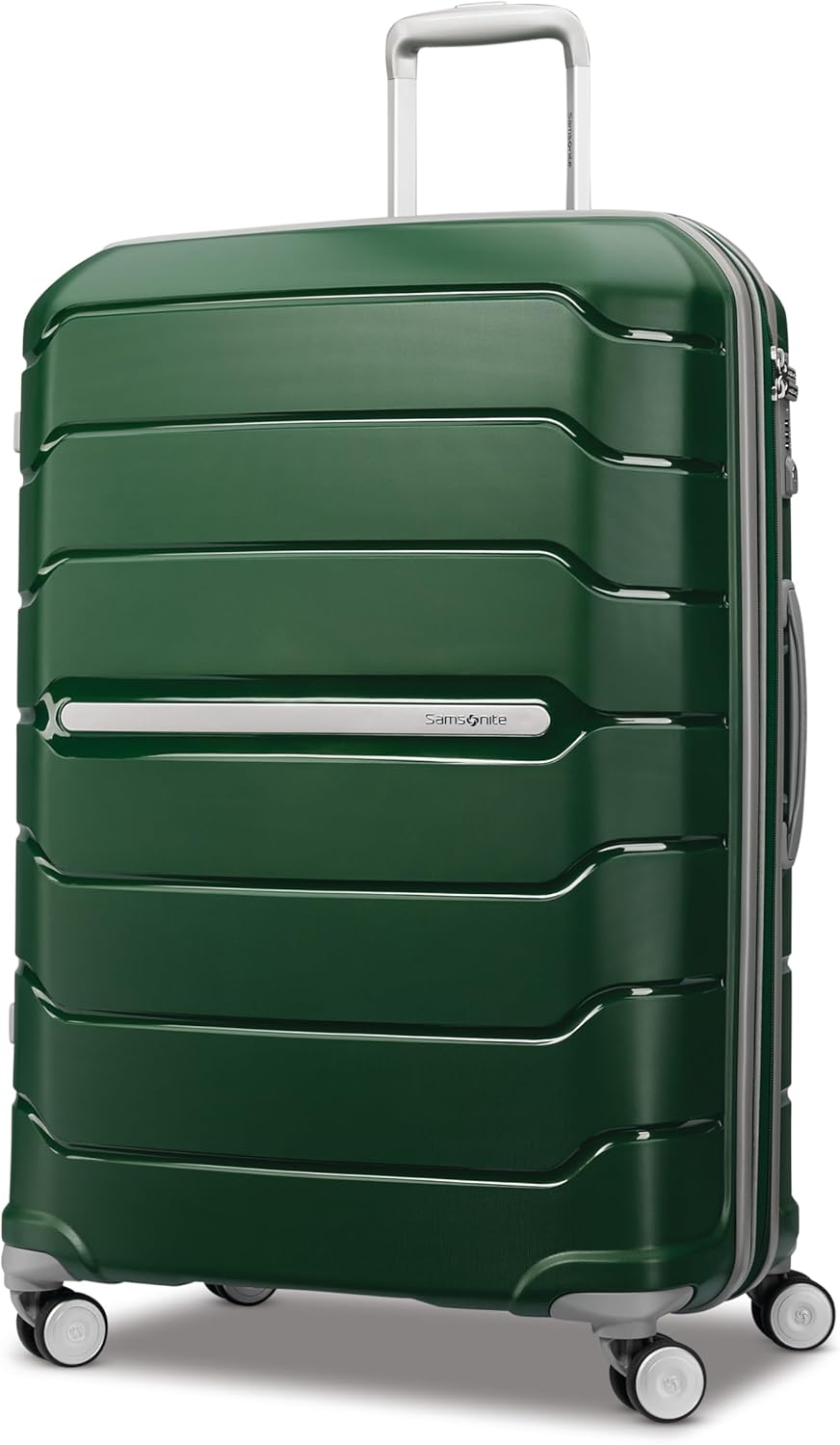 Samsonite Freeform Large Checked Luggage with Dual 360° Spinner Wheels - TSA Lock, Airline-Approved - Lightweight Durable Polypropylene Expandable Hardshell - Pine Green