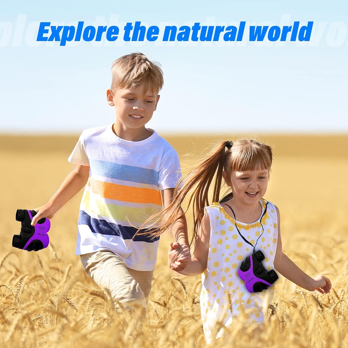 3-8 Years Old Girl Easter Gifts, VNVDFLM Compact Binoculars for Kids Yard Toys, for Girls Age 4-10 to Watching Birds, Telescope Gifts for 10 Years Old Boys to Wildlife (Purple)