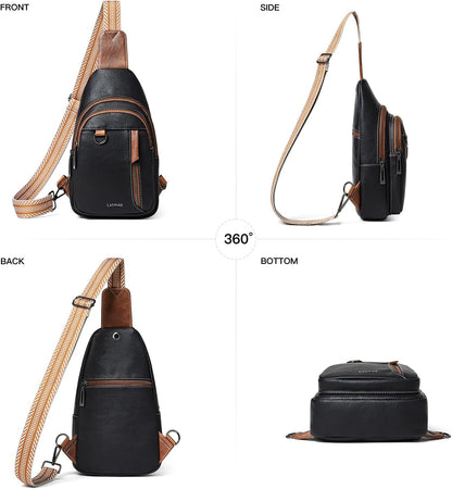 7L Sling Bag for Women Men Leather Small Sling Backpack Daypack Anti Theft Fanny Pack Crossbody Purse Travel