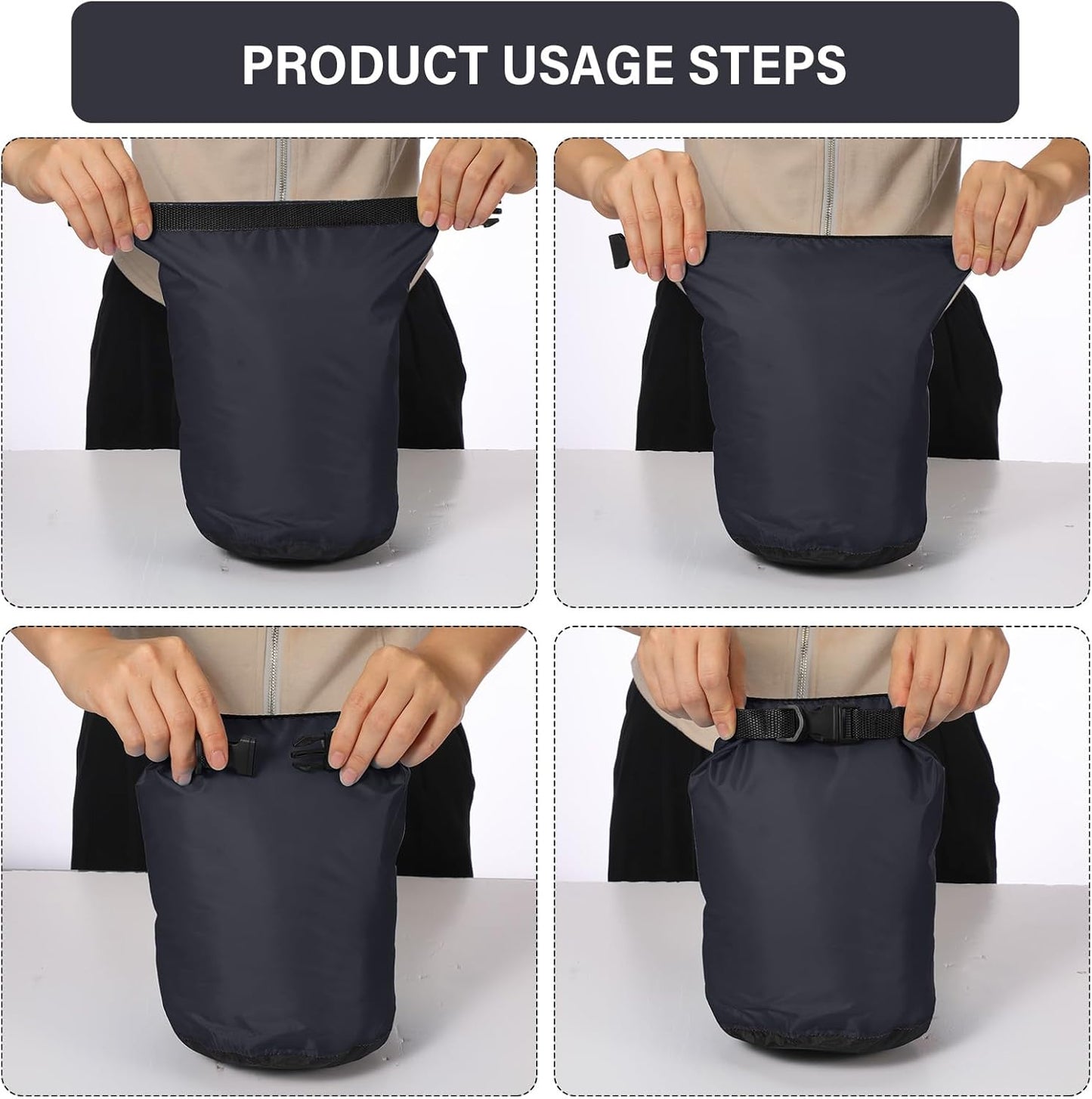 6 Pcs Waterproof Dry Bag Sack Lightweight Outdoor Dry Bags 35 L, 20 L, 15 L, 10 L, 5 L, 3 L Waterproof Boat Bag for Kayaking, Backpacking, Hiking, Camping Rafting(Black)