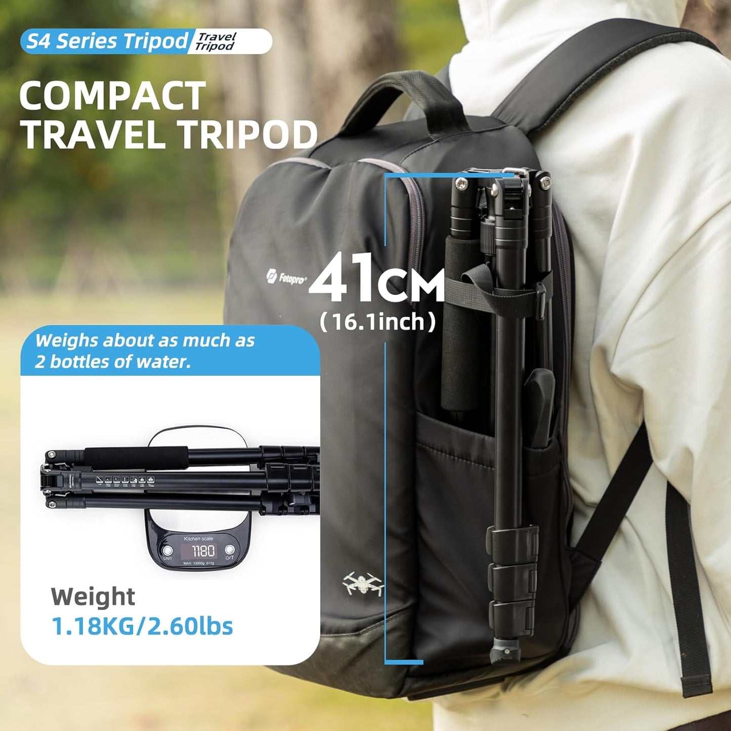 Fotopro 66" Camera Tripod, Aluminum Compact Travel Tripod and Monopod with 360° Ball Head Quick Release Plate, Professional Camera Tripod for DSLR, Load up 22lbs Video Tripod for DSLR, Load up 17.63bs