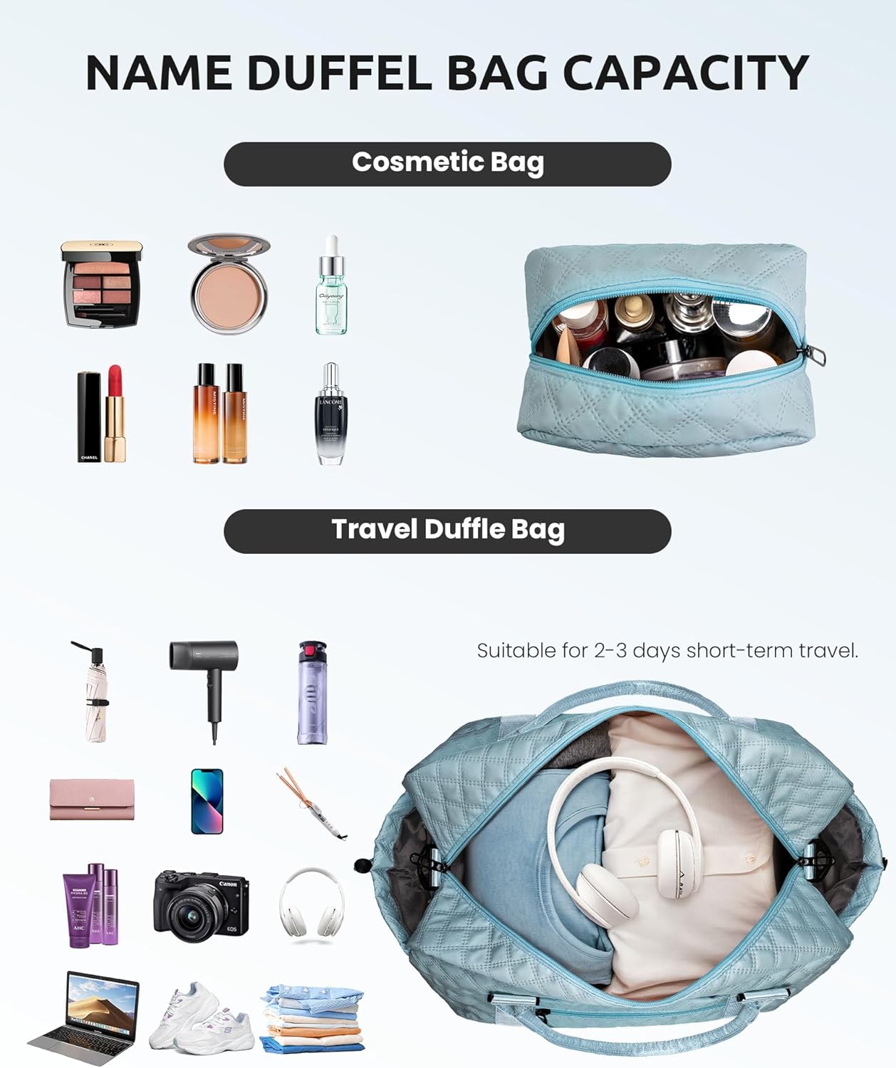 Gifts for Teen Girls-Initial Duffle Bag with Shoe Compartment, Personalized Weekender Bag, Monogram Overnight Bag, Travel Bag with Makeup Bag，Birthday Gift Graduate Gifts for Her (Letter H)