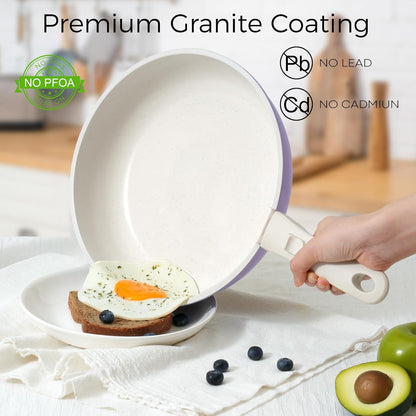 15Pcs Pots and Pans Set Non Stick, Cookware Sets with Detachable Handle, Nonstick RV Kitchen Cooking Tools Removable Handles, Oven Safe, Induction Fast, Stackable Induction Cookware, Purple