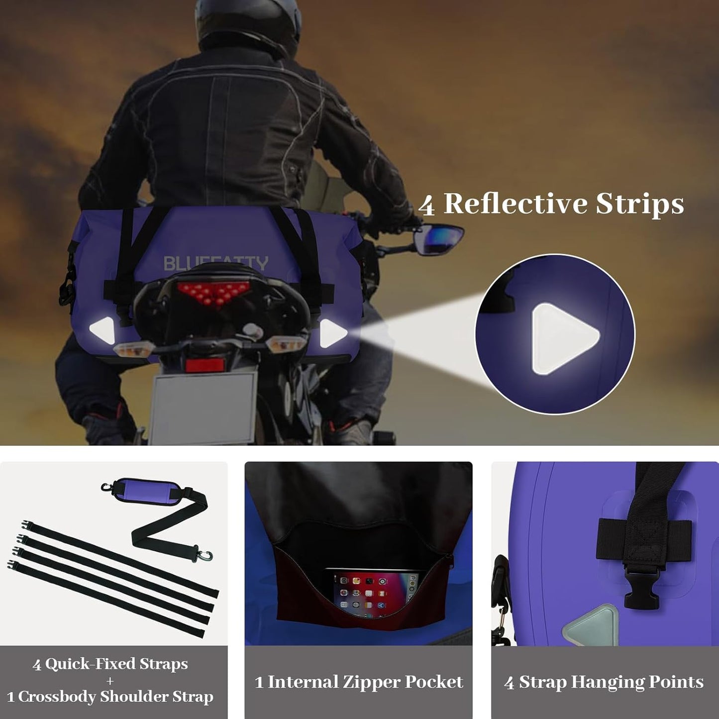 Large Waterproof Duffel Bag Roll-top Heavy Duty Dry Duffle Bags for Motorcycling, Rafting, Boating, SUP, Kayaking, Travel, 70L(Blue)