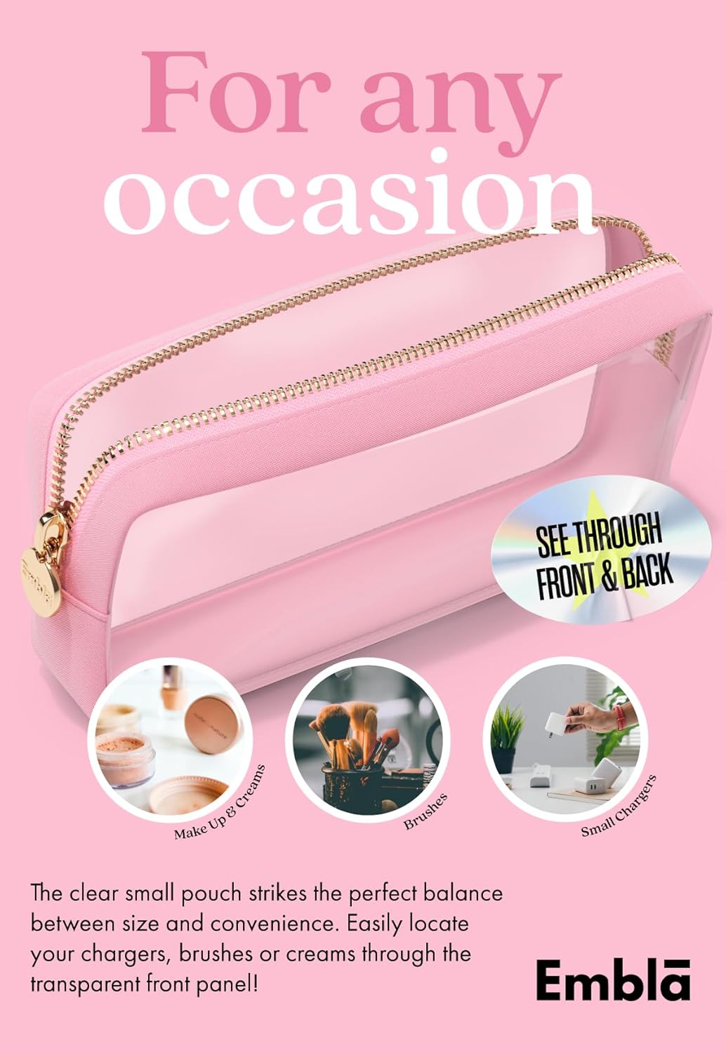 Clear Makeup Bag Zipper Pouch, Transparent Cosmetic Case Organizer, TSA Approved Travel Toiletry Case, Travel Accessories Essentials Makeup Tote for Women, Small Cute Make up Bag for Purse - Flamingo