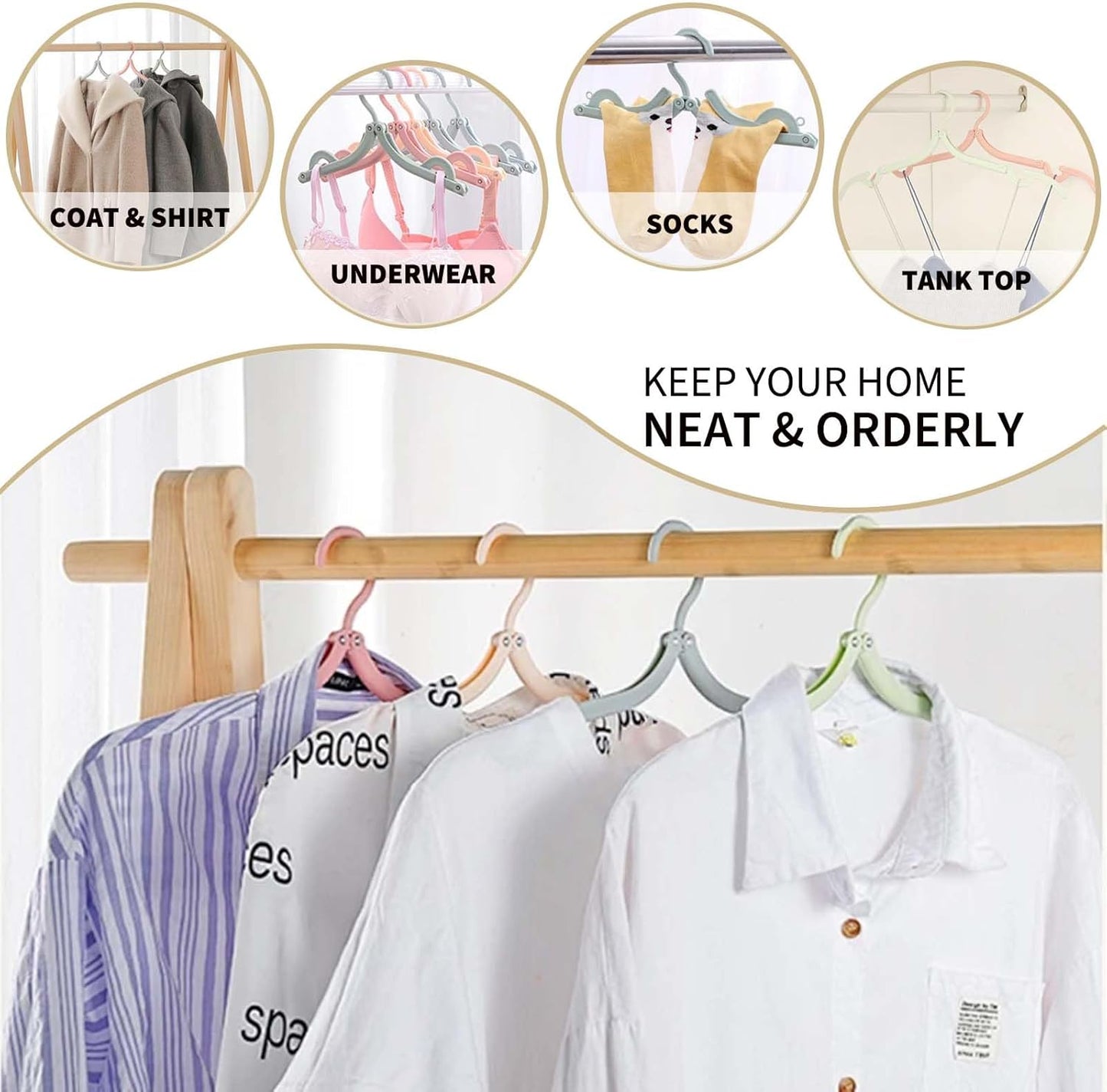 20 Pcs Foldable Travel Hangers - Portable Folding Collapsible Clothes Hangers Lightweight Travel Accessories Foldable Clothes Drying Rack Dorm Hanger for School Home with Clothesline