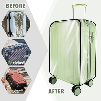 3 Pieces Thicken Clear Luggage Cover Protector, 20" 24" 28" PVC Luggage Covers for Suitcase Waterproof Dustproof Anti-scratch Travel Suitcase Covers Case for Wheeled Luggage