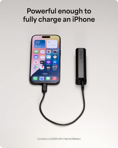 Mophie Powerstation Mini 5,000mAh Portable Power Bank (Gen 3) – Ultra-Fast USB-C PD, 20W Output, Up to One Full Phone Charge, Pocket-Sized, LED Indicator, Includes USB-C Cable, Black