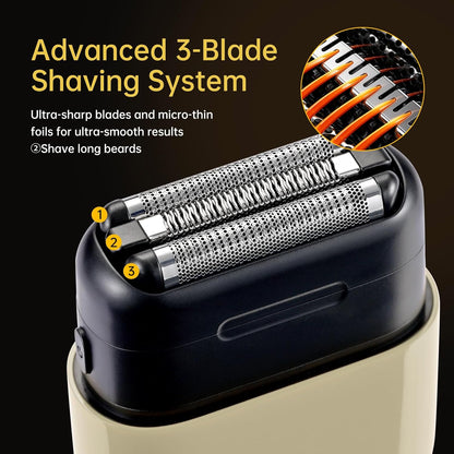 Mini Steel Electric Foil Shavers for Men: Upgraded Mini Electric Razor– Portable Travel Shaver with IPX7 Waterproof, Ultra-Long BatteryLife, and Triple Blade Technology Mini Razor (Arctic White)